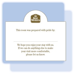 Best Western Pride/Welcome tent card, No. 1220804