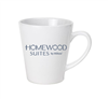 Homewood Suites 12-ounce latte mug; white ceramic mug with 1-color logo