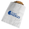 Hotel Indigo cookie/bagel bag, white with 1-color Hotel Indigo logo; glassine-lined interior. 5-3/4" x 9-3/4"