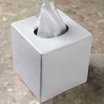 White porcelain boutique tissue box cover, 5-1/4" square x 5-3/4" h, No. 641-TB-1