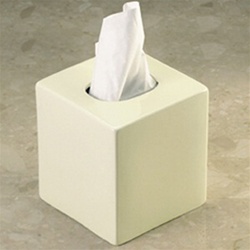 Ivory porcelain boutique tissue box cover, 5-1/4" square x 5-3/4" h, No. 641-TB-1I