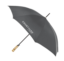 Courtyard by MARRIOTT guest umbrella. BLACK with natural wood golf handle.  #662-A501C/05