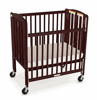 Foundations Hideaway Cherry Wood Compact Folding Drop Side Crib